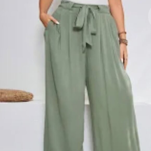 Brand New One by Chapter One Women's Flowy Green Wide Leg Pants - Picture 10 of 12